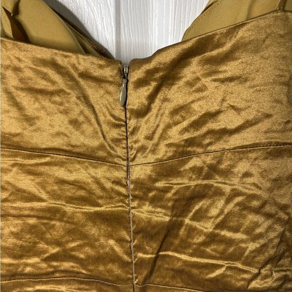 Nicole Miller Gold Spaghetti Strap Bodycon Dress Sweetheart Neck Size 4 - Picture 6 of 6